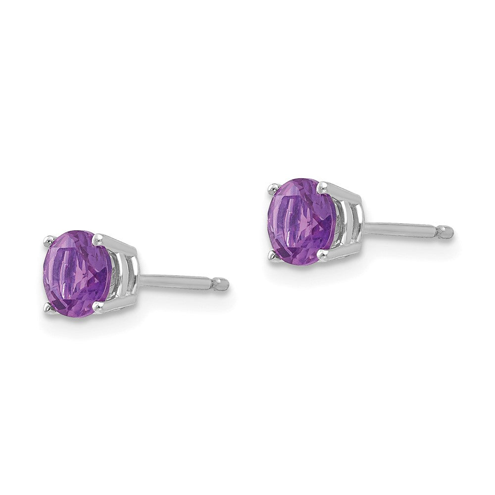 5mm Amethyst Earrings in 14k White Gold