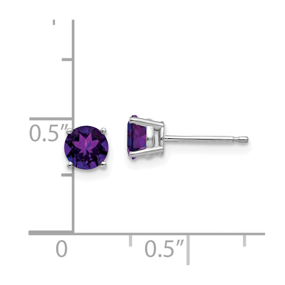 5mm Amethyst Earrings in 14k White Gold