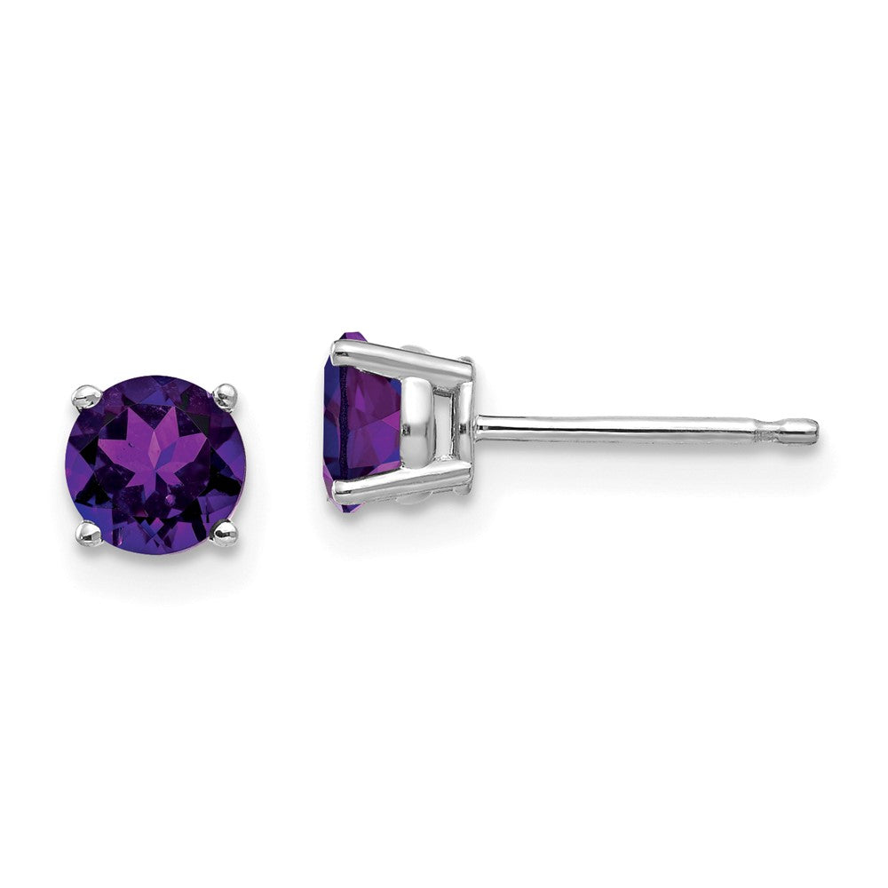 5mm Amethyst Earrings in 14k White Gold