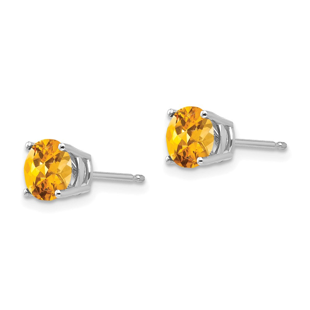 6mm Citrine Earrings in 14k White Gold