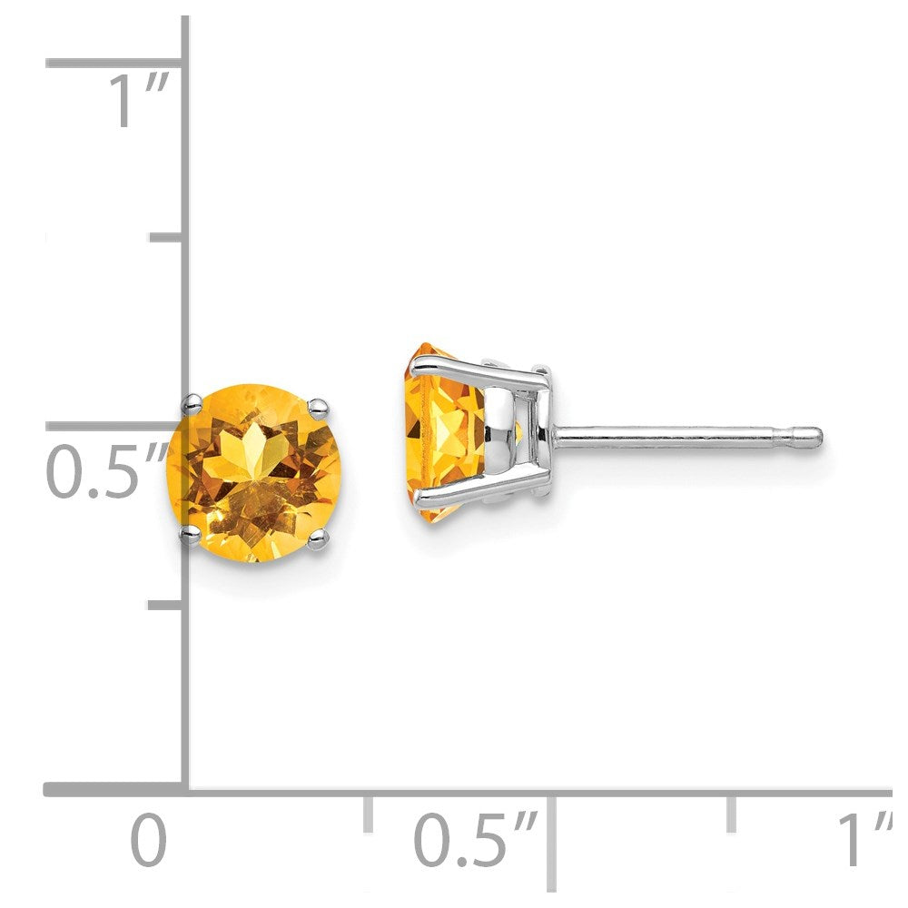 6mm Citrine Earrings in 14k White Gold