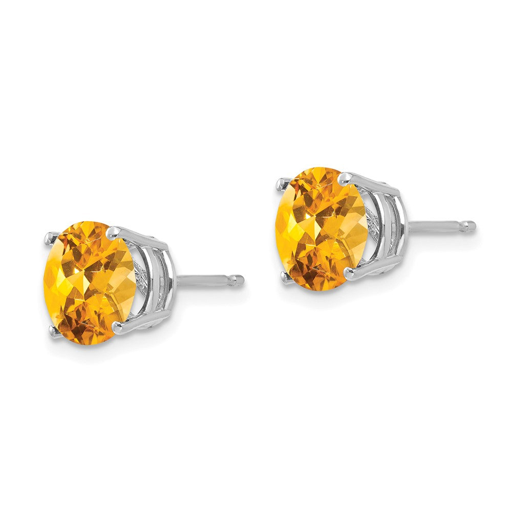 8mm Citrine Earrings in 14k White Gold