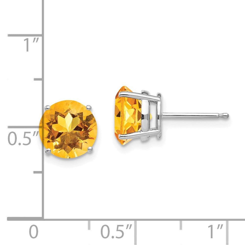 8mm Citrine Earrings in 14k White Gold