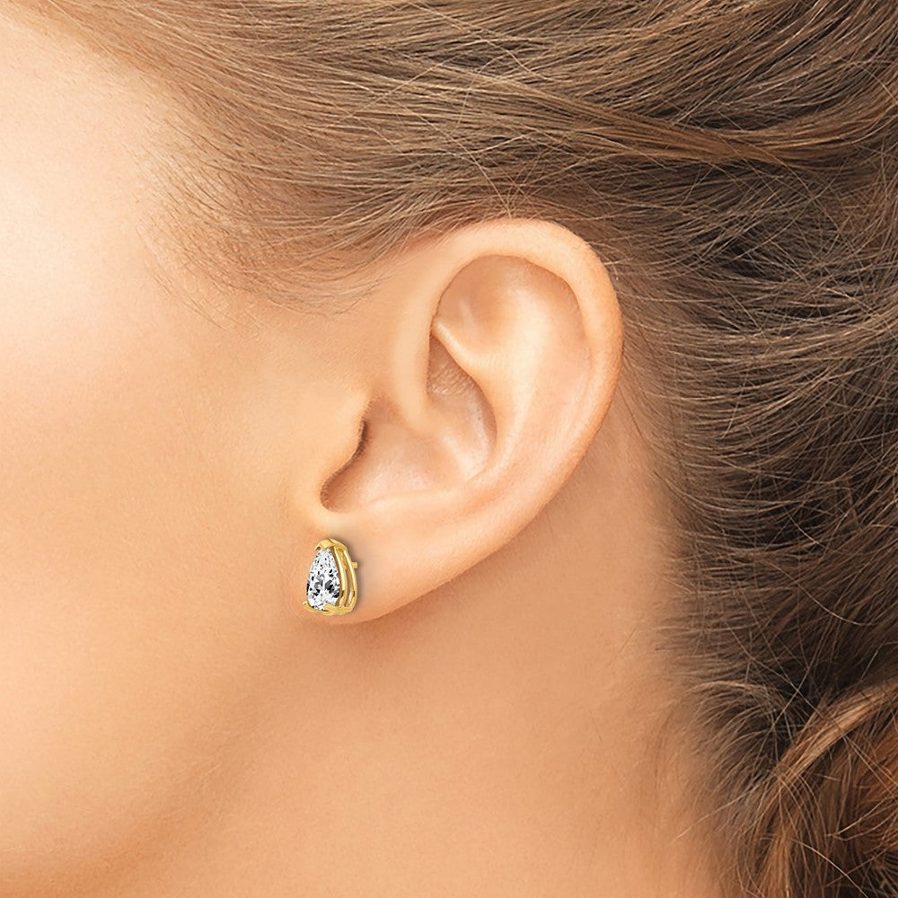 8x5mm Pear Cubic Zirconia Earrings in 14k Yellow Gold