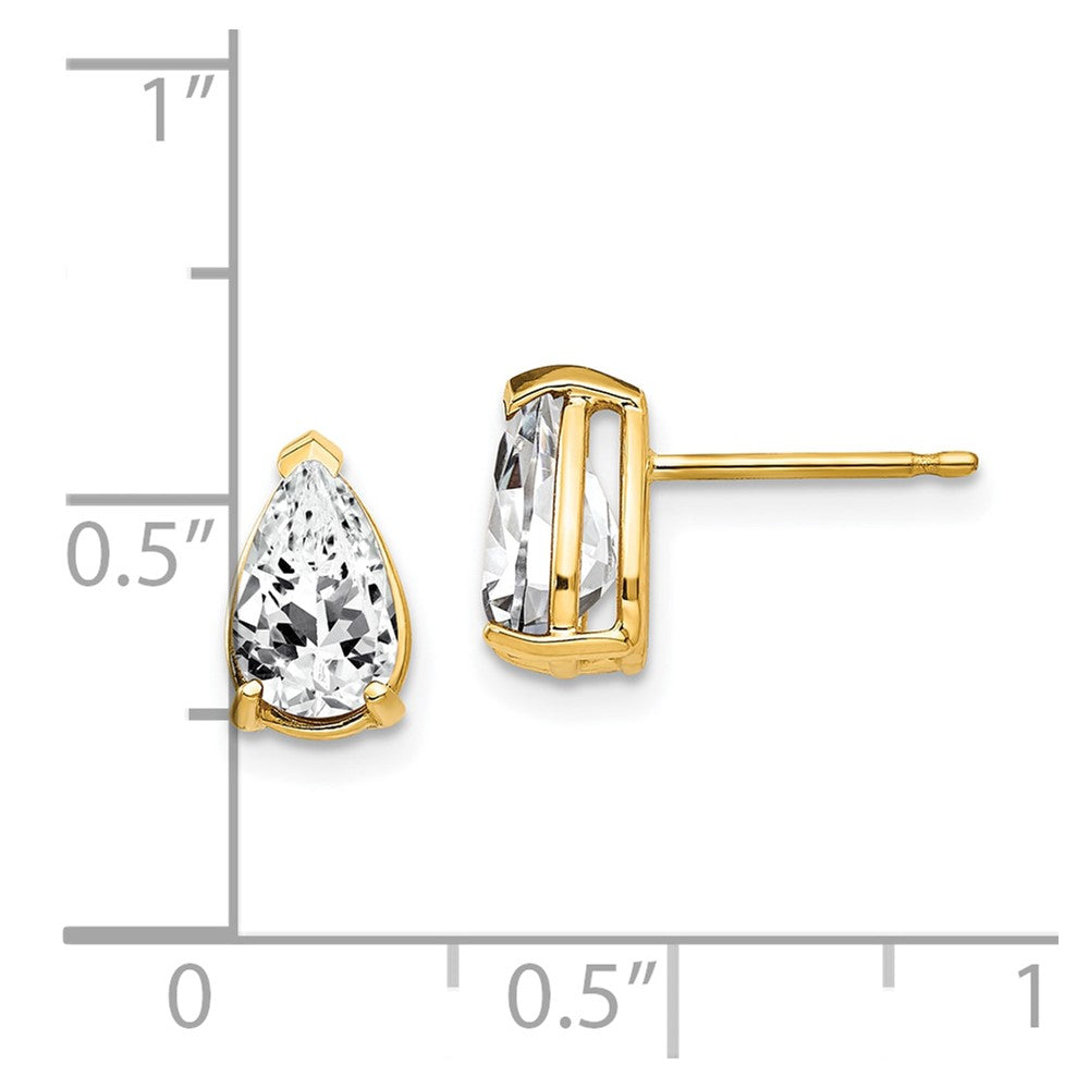 8x5mm Pear Cubic Zirconia Earrings in 14k Yellow Gold