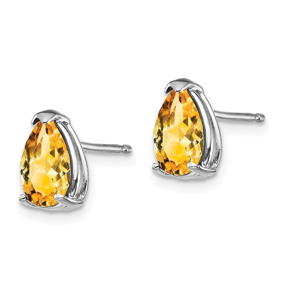 8x5mm Pear Citrine Earrings in 14k White Gold