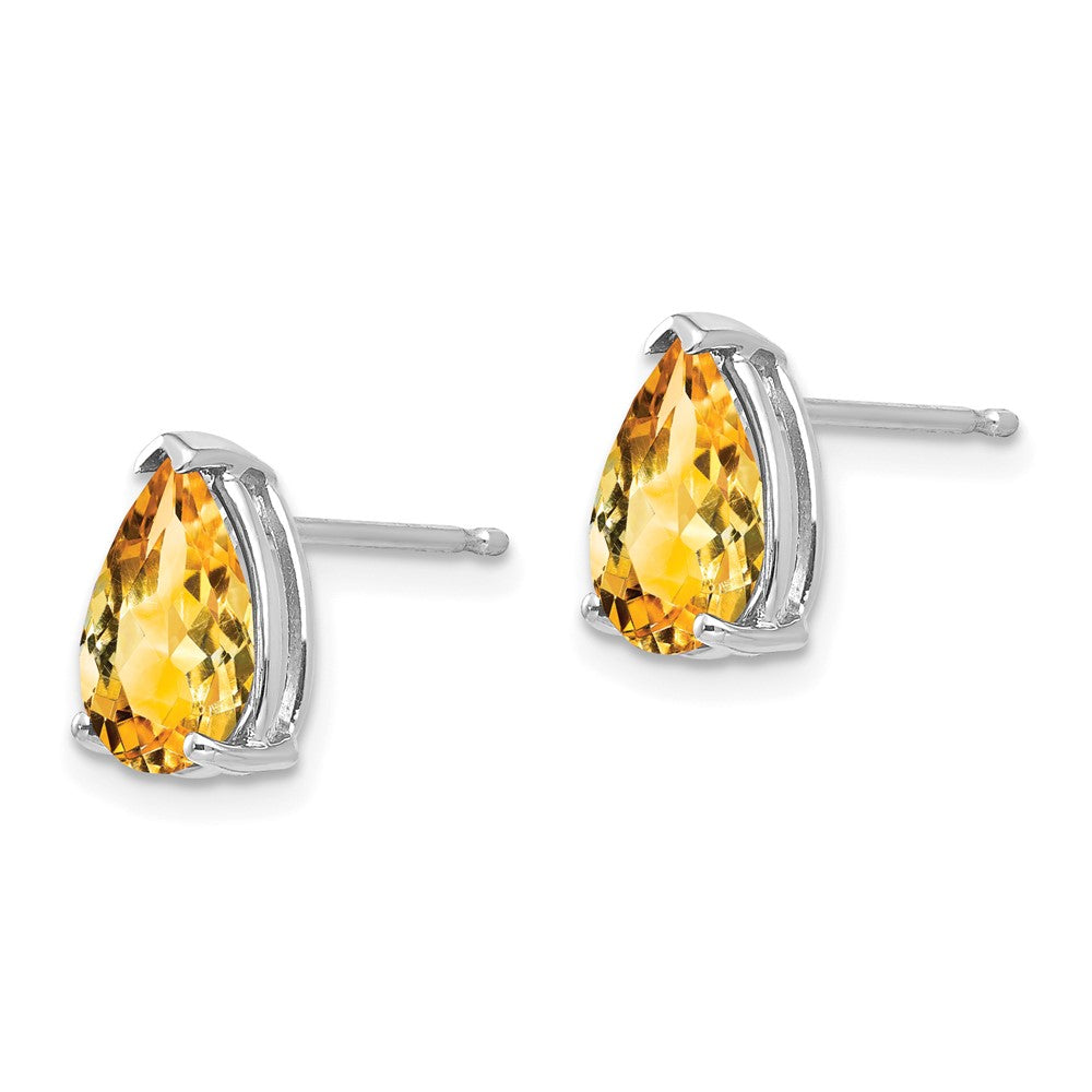 9x6mm Pear Citrine Earrings in 14k White Gold