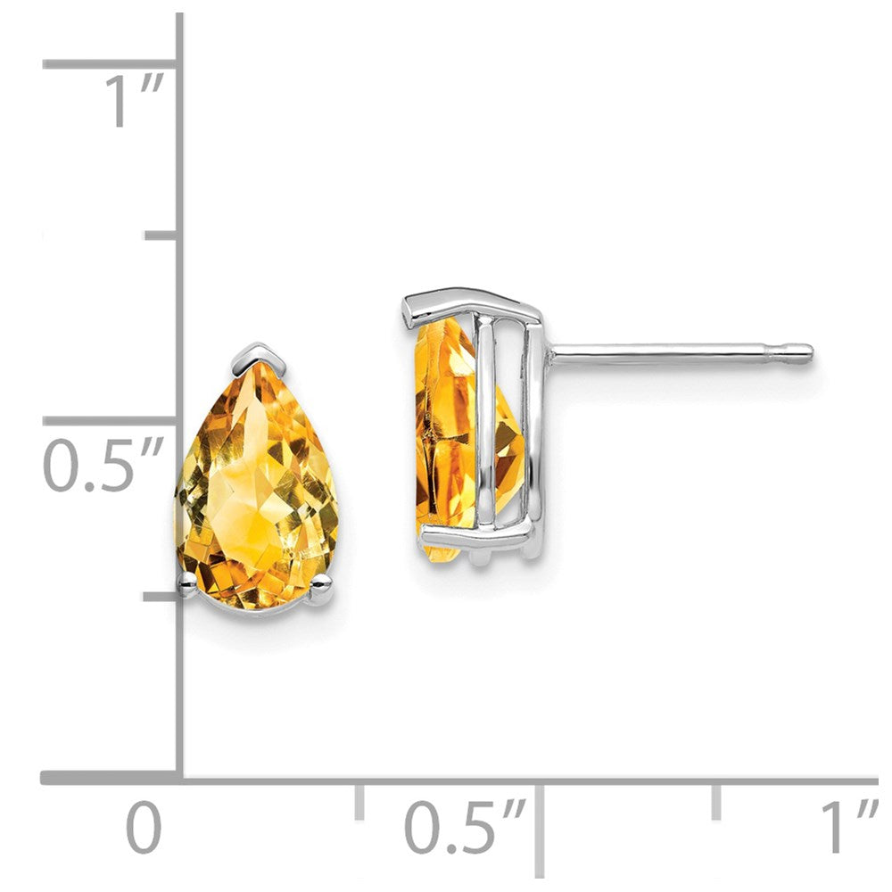 9x6mm Pear Citrine Earrings in 14k White Gold