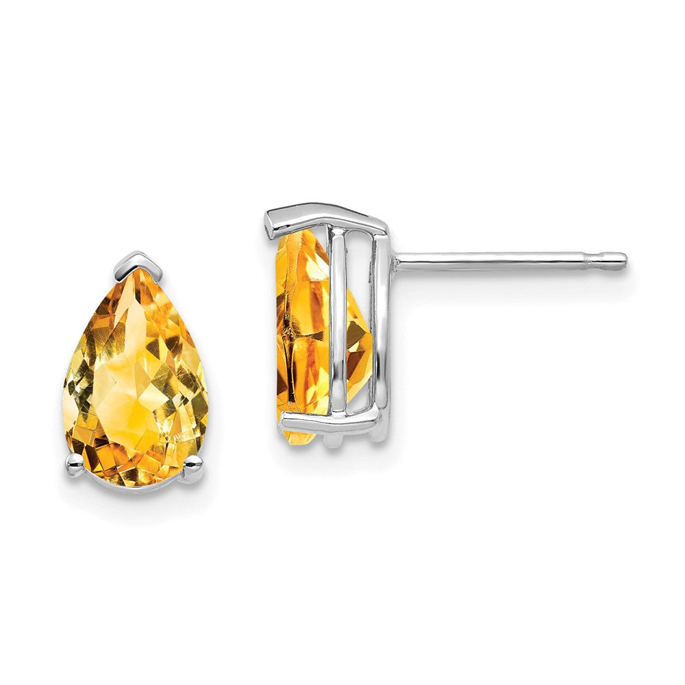 9x6mm Pear Citrine Earrings in 14k White Gold