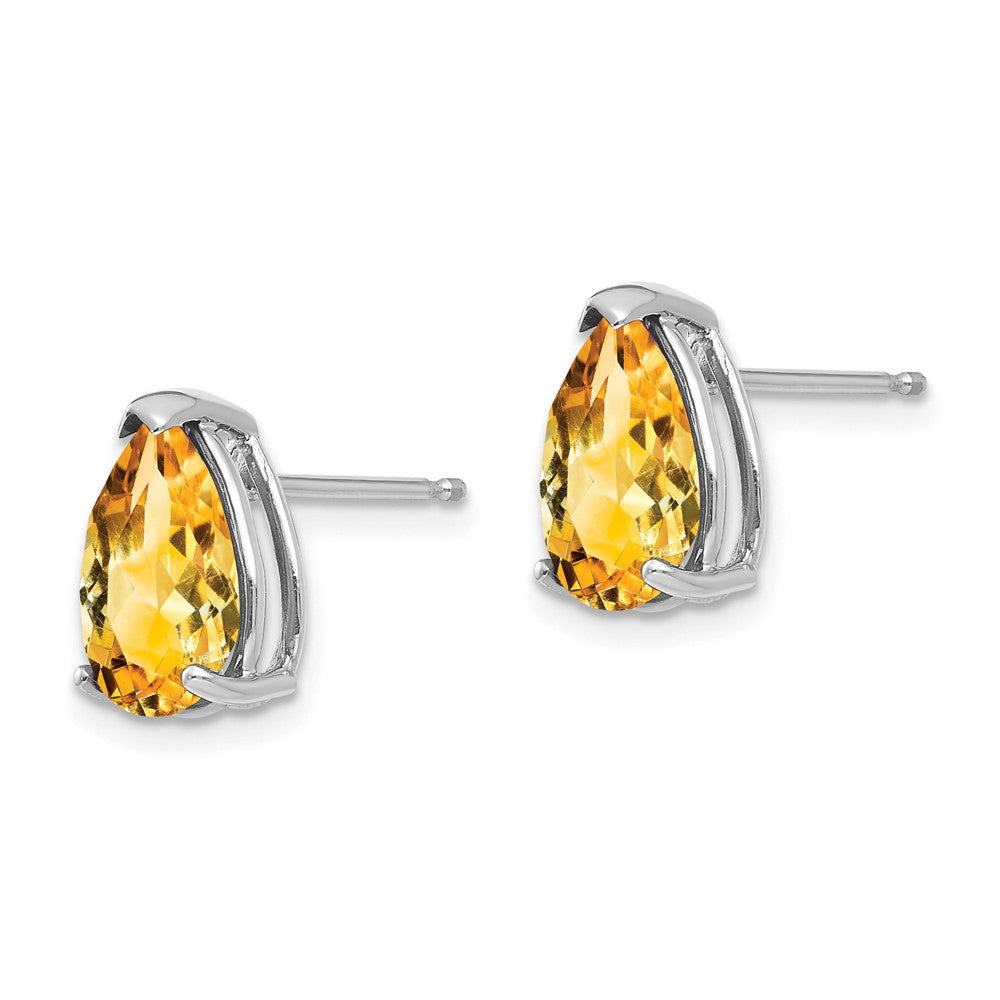 10x7mm Pear Citrine Earrings in 14k White Gold