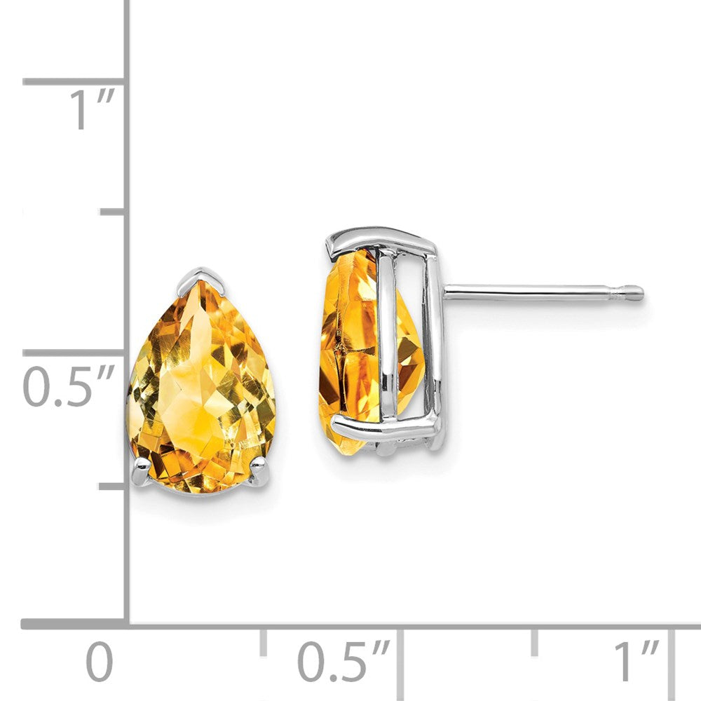 10x7mm Pear Citrine Earrings in 14k White Gold