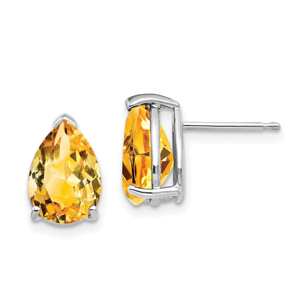 10x7mm Pear Citrine Earrings in 14k White Gold