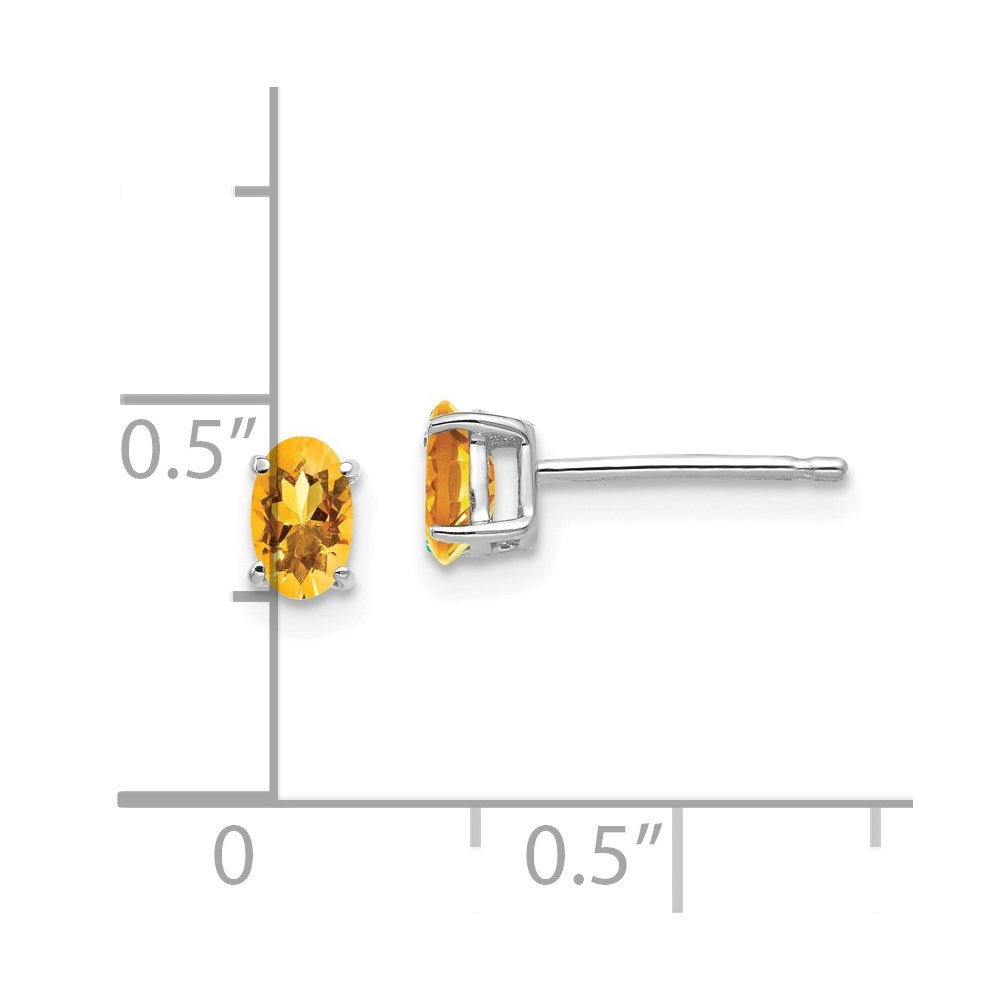 5x3mm Oval Citrine Earrings in 14k White Gold