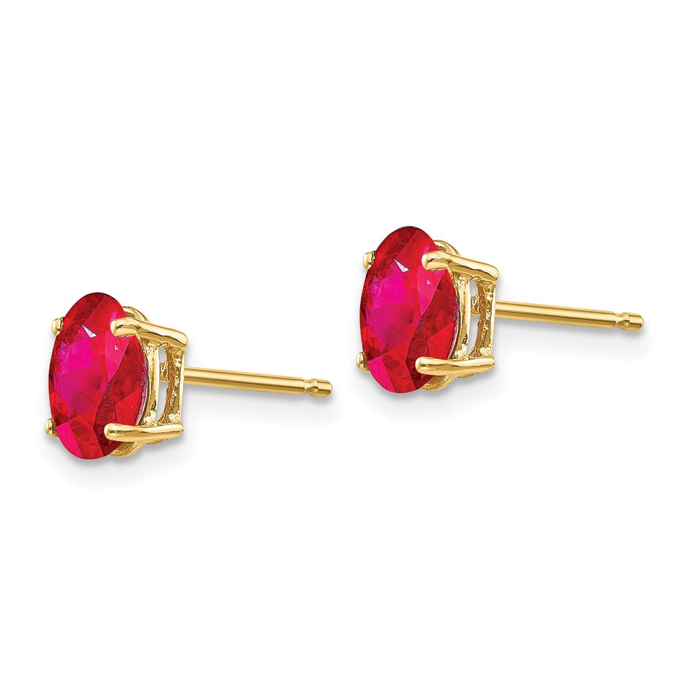 Ruby Post Earrings in 14k Yellow Gold