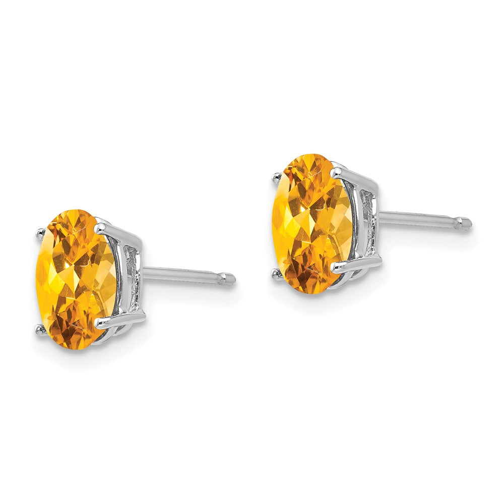 8x6mm Oval Citrine Earrings in 14k White Gold