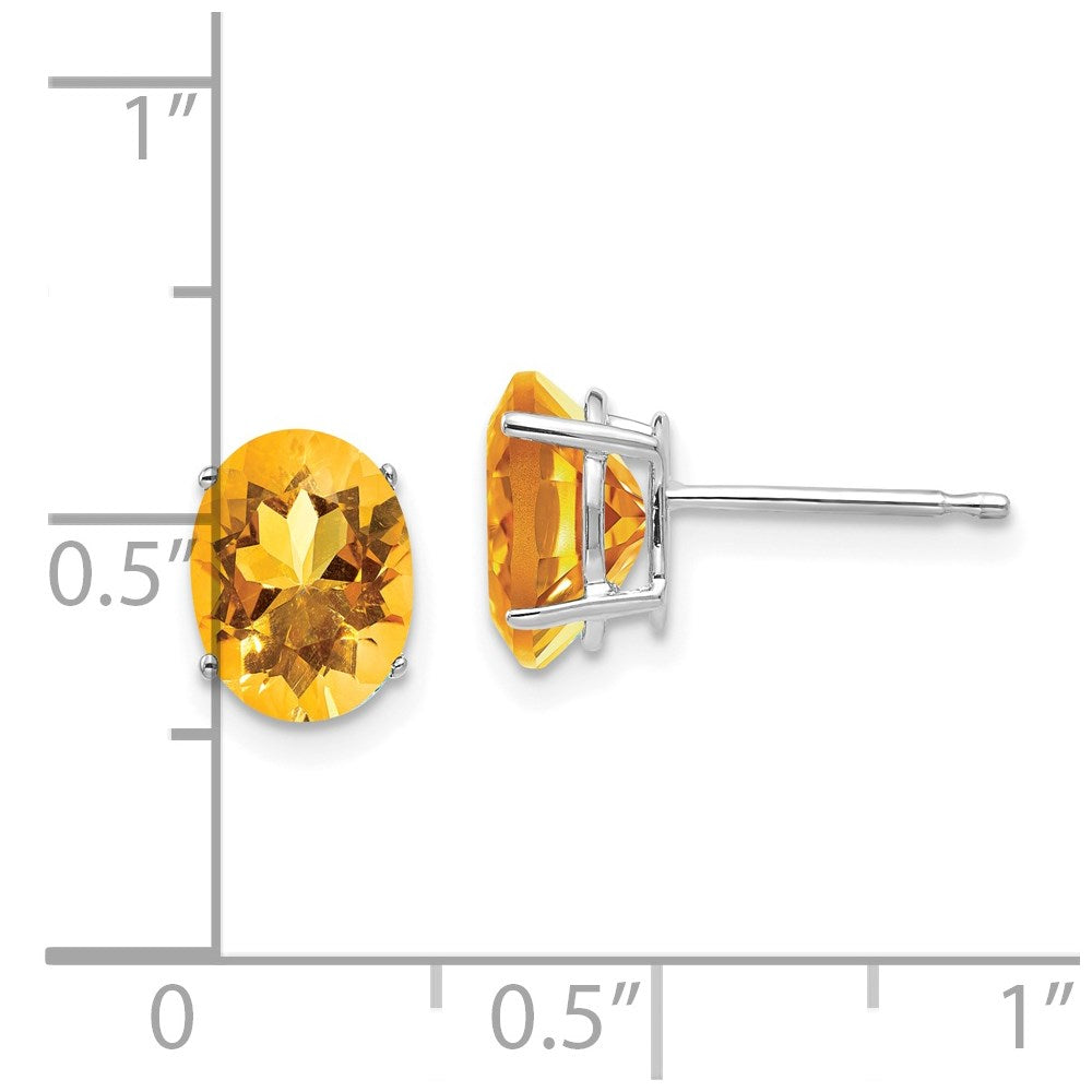 8x6mm Oval Citrine Earrings in 14k White Gold