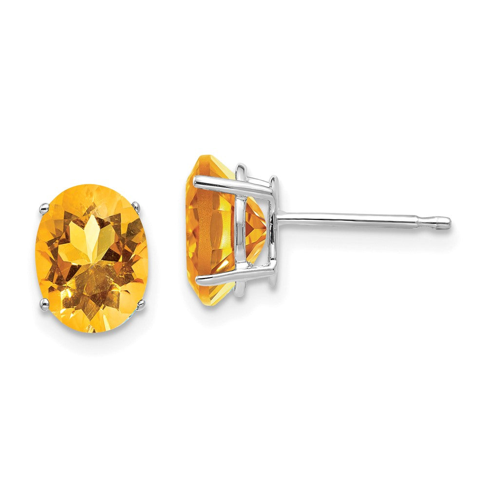 8x6mm Oval Citrine Earrings in 14k White Gold