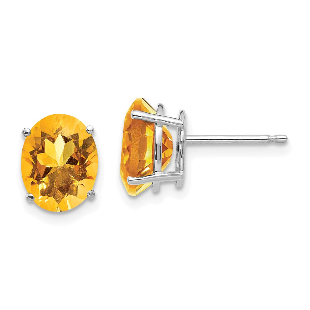 9x7mm Oval Citrine Earrings in 14k White Gold