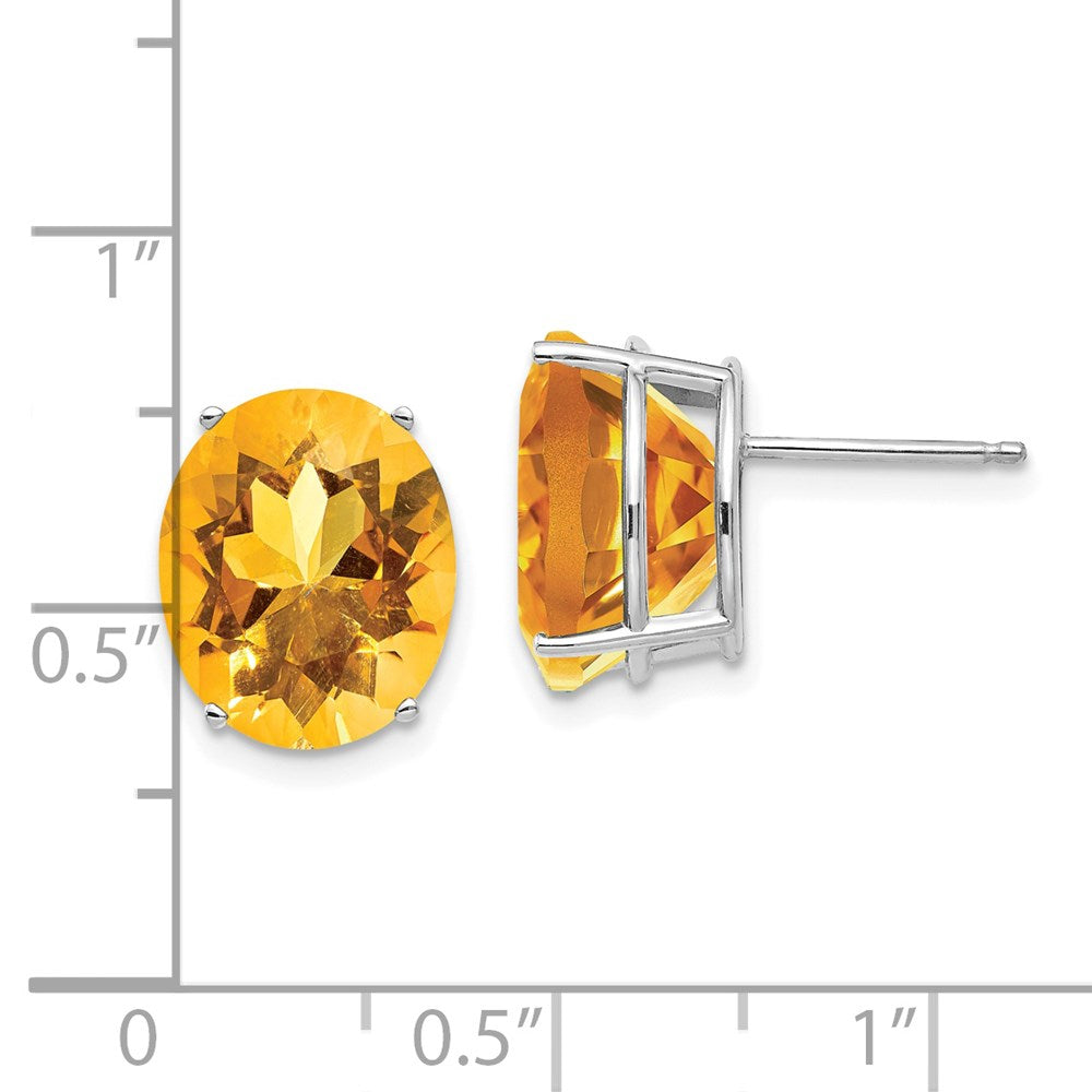 12x10mm Oval Citrine Earrings in 14k White Gold