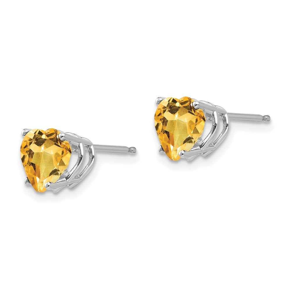 7mm Heart Citrine Earrings in 14k White Gold