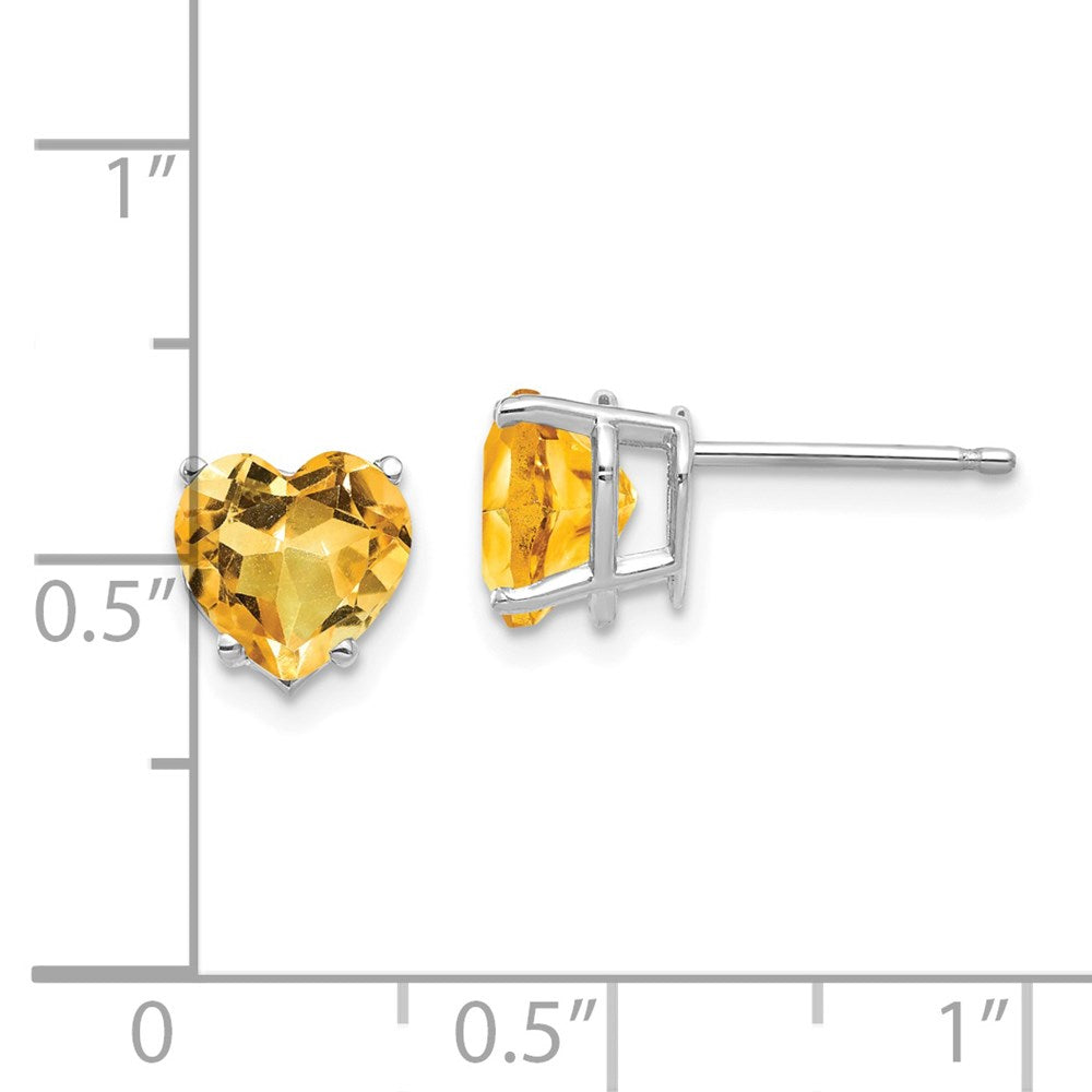 7mm Heart Citrine Earrings in 14k White Gold