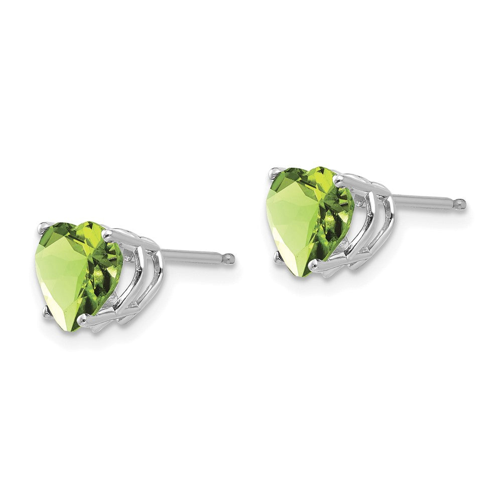 7mm Heart Peridot Earrings in 14k White Gold