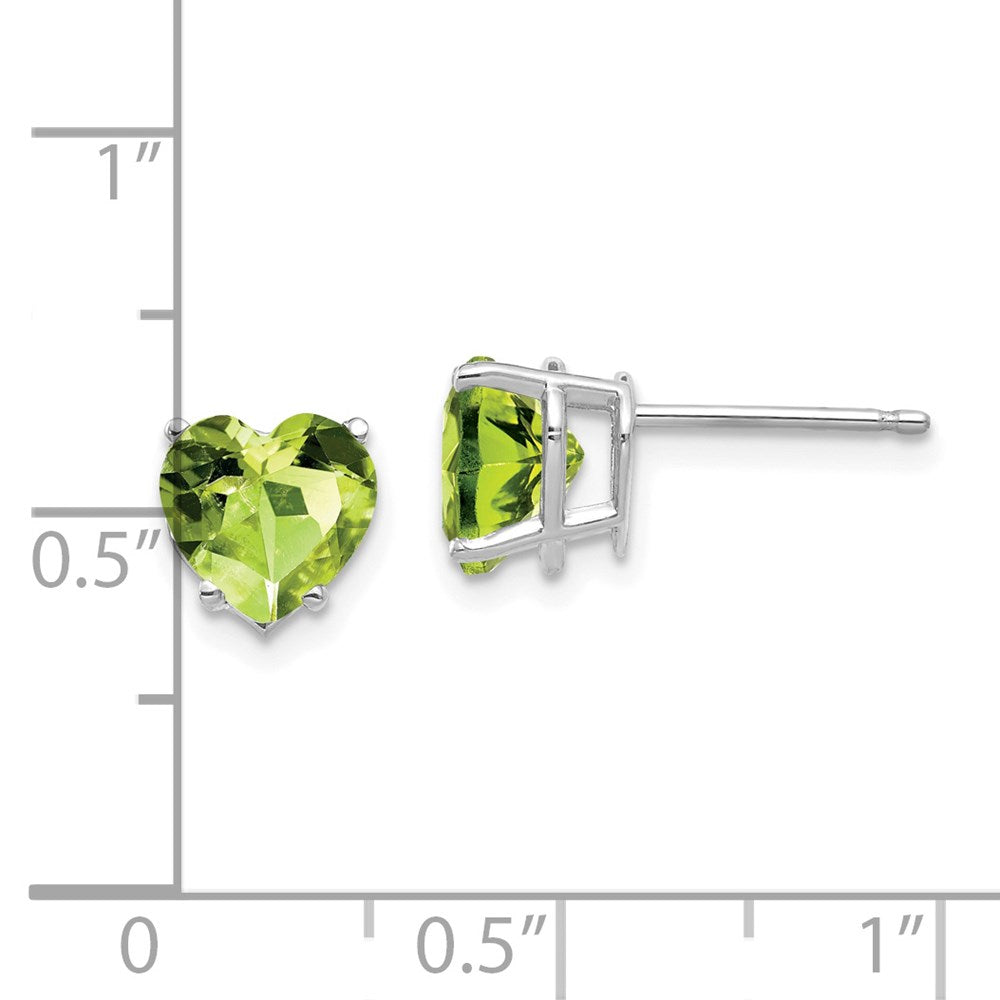 7mm Heart Peridot Earrings in 14k White Gold