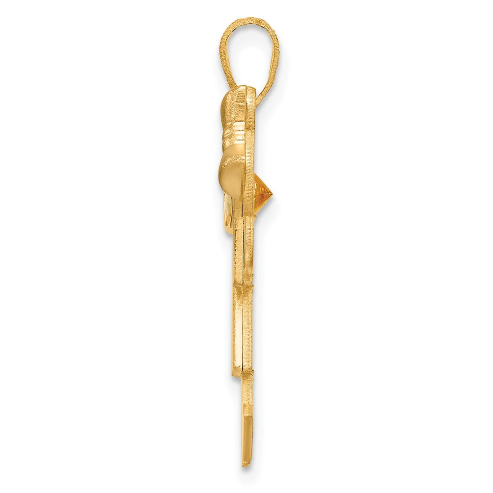 Girl with CZ November Birthstone Charm in 14k Yellow Gold