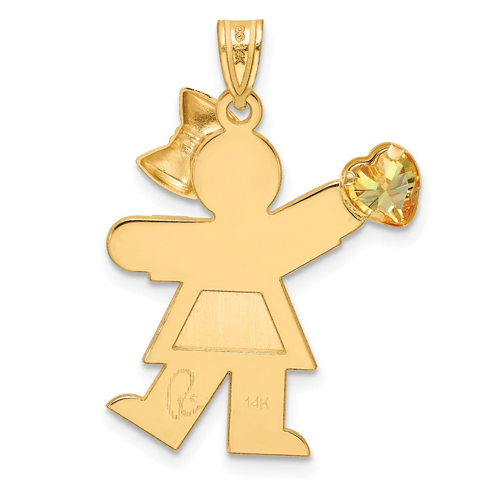 Girl with CZ November Birthstone Charm in 14k Yellow Gold
