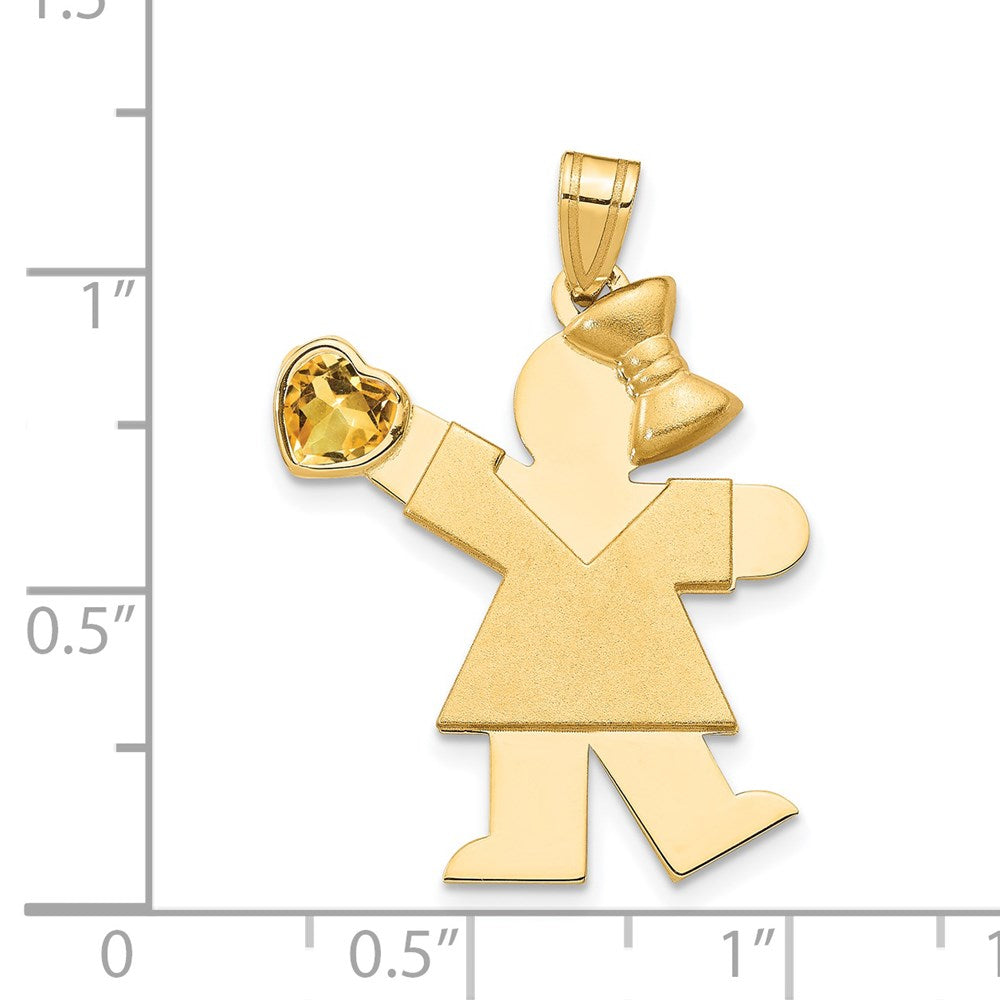 Girl with CZ November Birthstone Charm in 14k Yellow Gold
