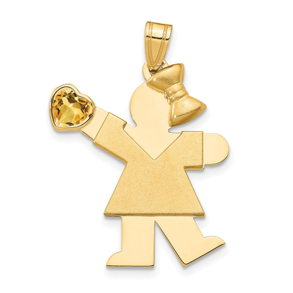 Girl with CZ November Birthstone Charm in 14k Yellow Gold