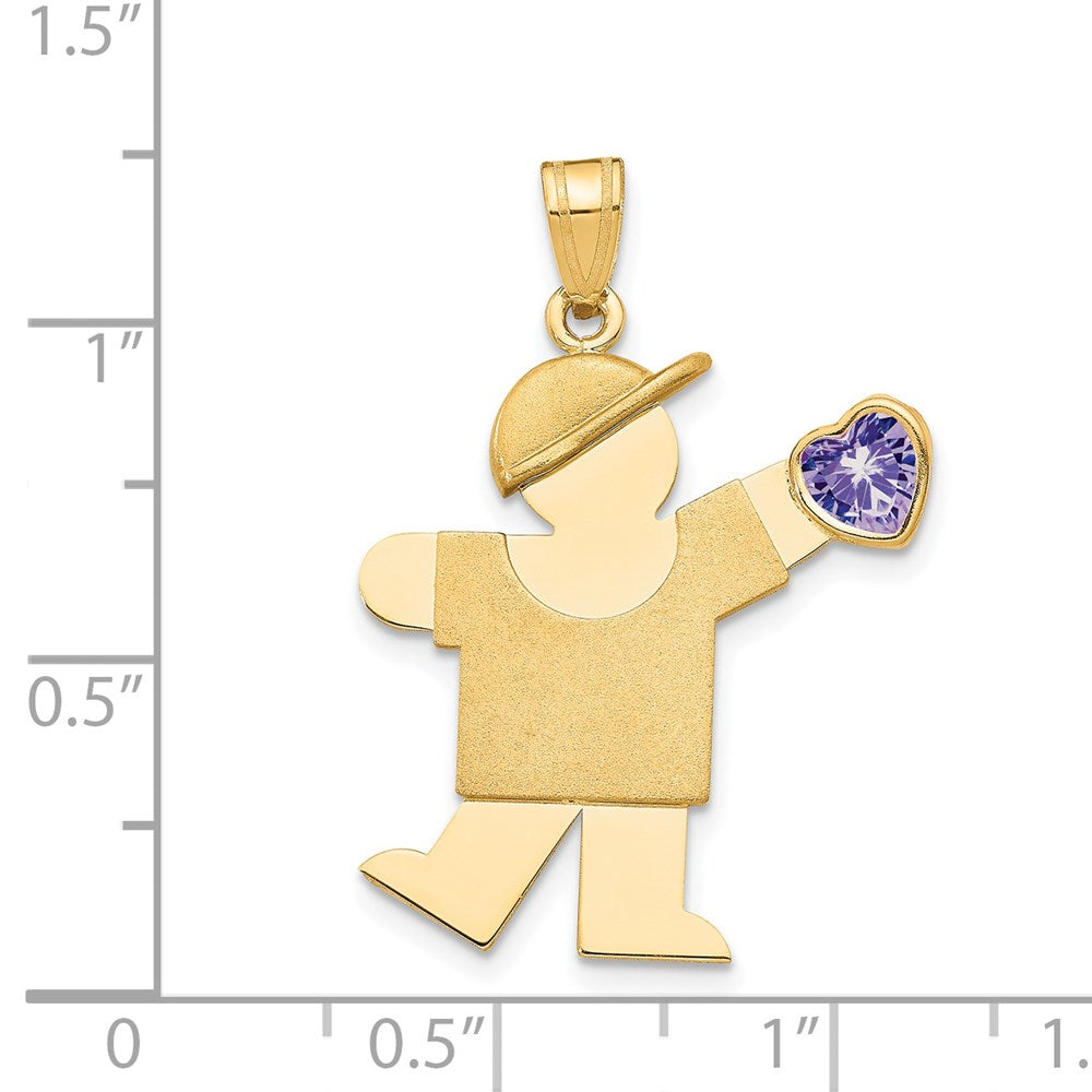 Boy with CZ June Birthstone Charm in 14k Yellow Gold
