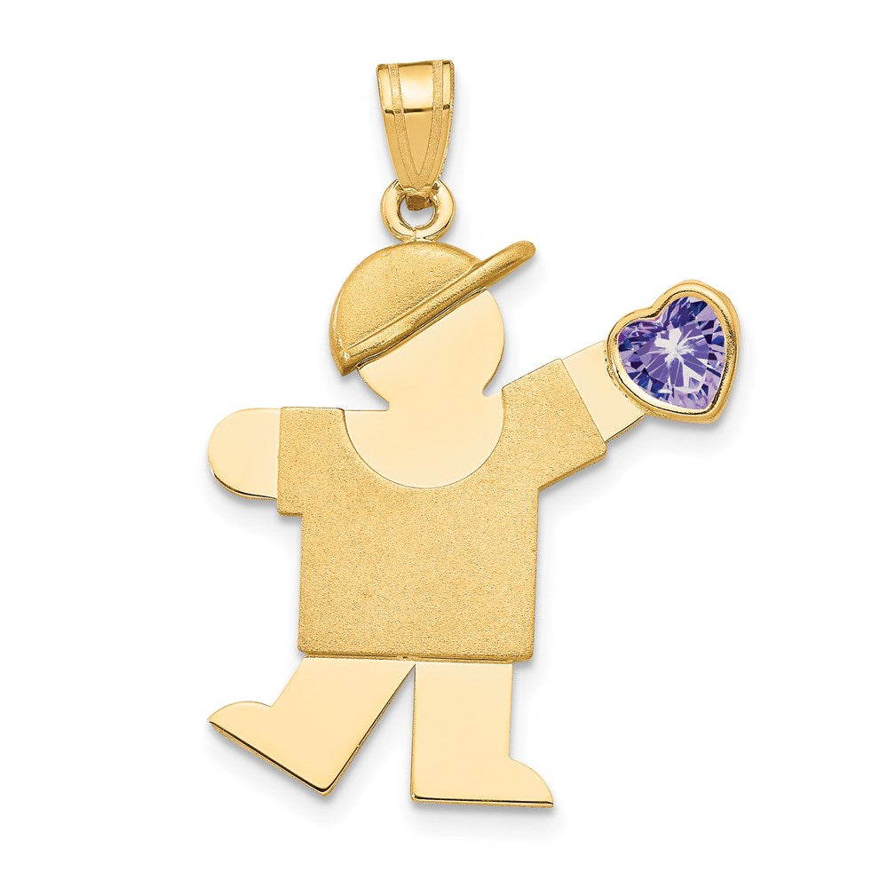 Boy with CZ June Birthstone Charm in 14k Yellow Gold
