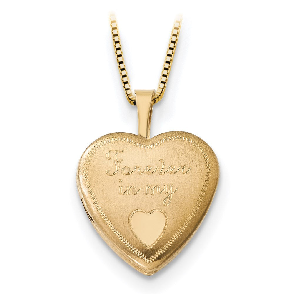 14k 16mm Forever in Heart Locket/Gold-plated Sterling 12mm Pendant