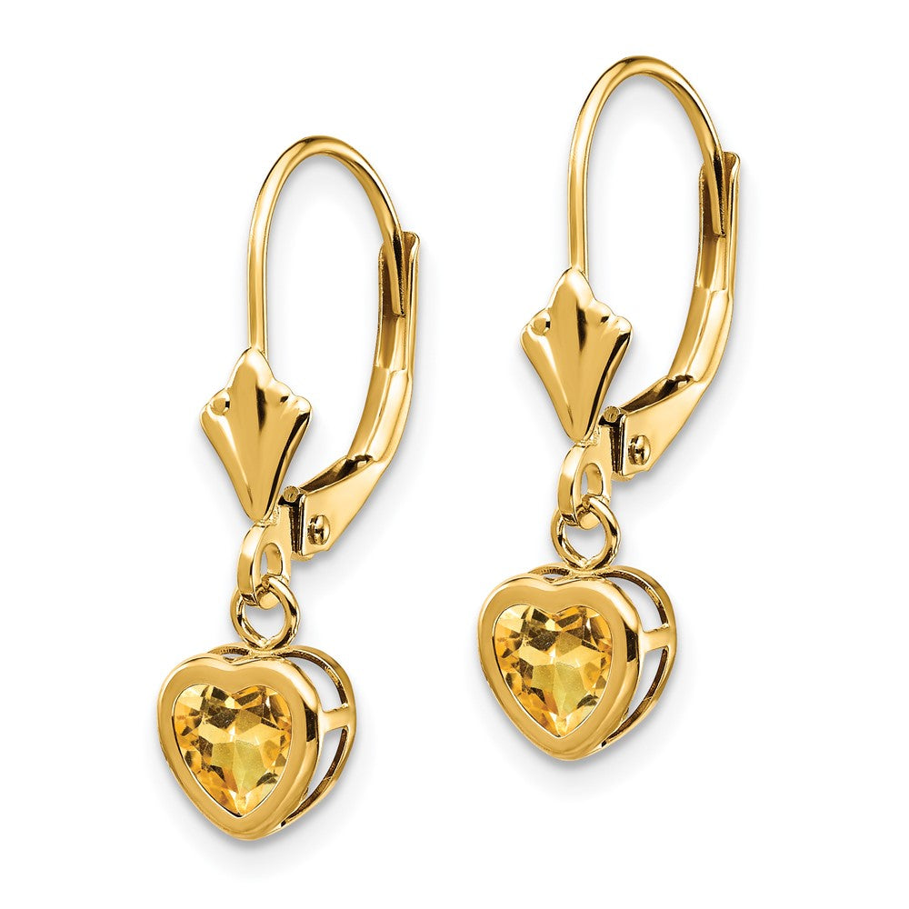 5mm Heart Citrine Earrings in 14k Yellow Gold