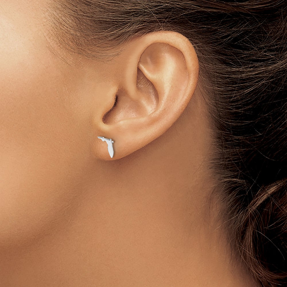 Sterling Silver/Rhodium-Plated Florida State Earrings in Sterling Silver