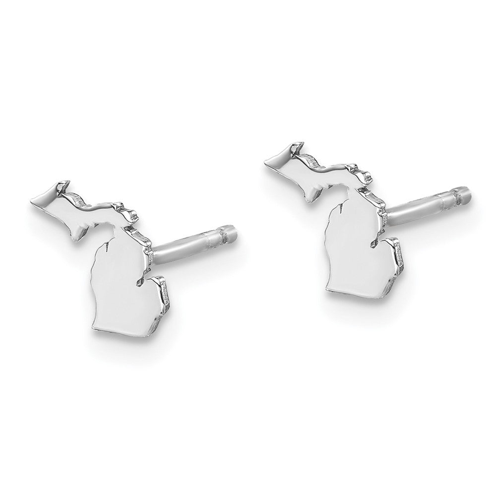 Sterling Silver/Rhodium-plated Michigan State Earrings in Sterling Silver