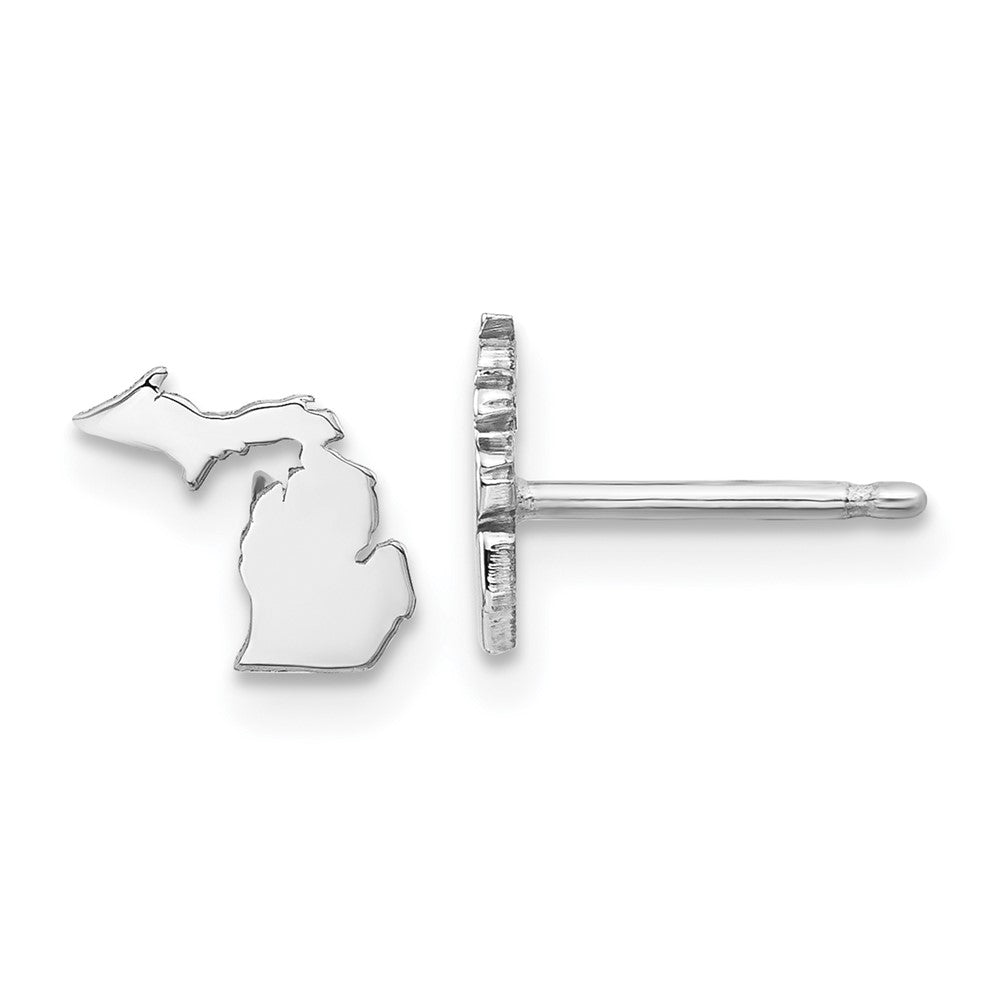 Sterling Silver/Rhodium-plated Michigan State Earrings in Sterling Silver