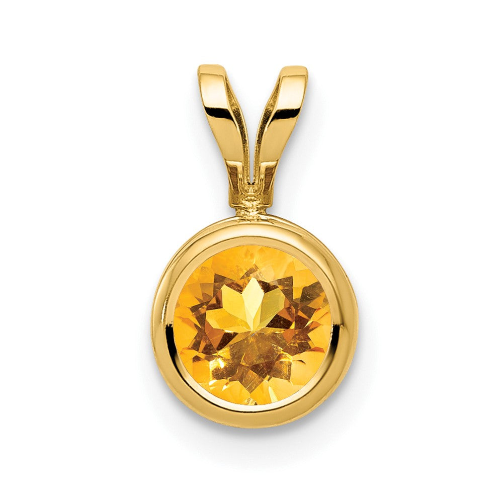 6mm Citrine bezel pendant in 14k Yellow Gold