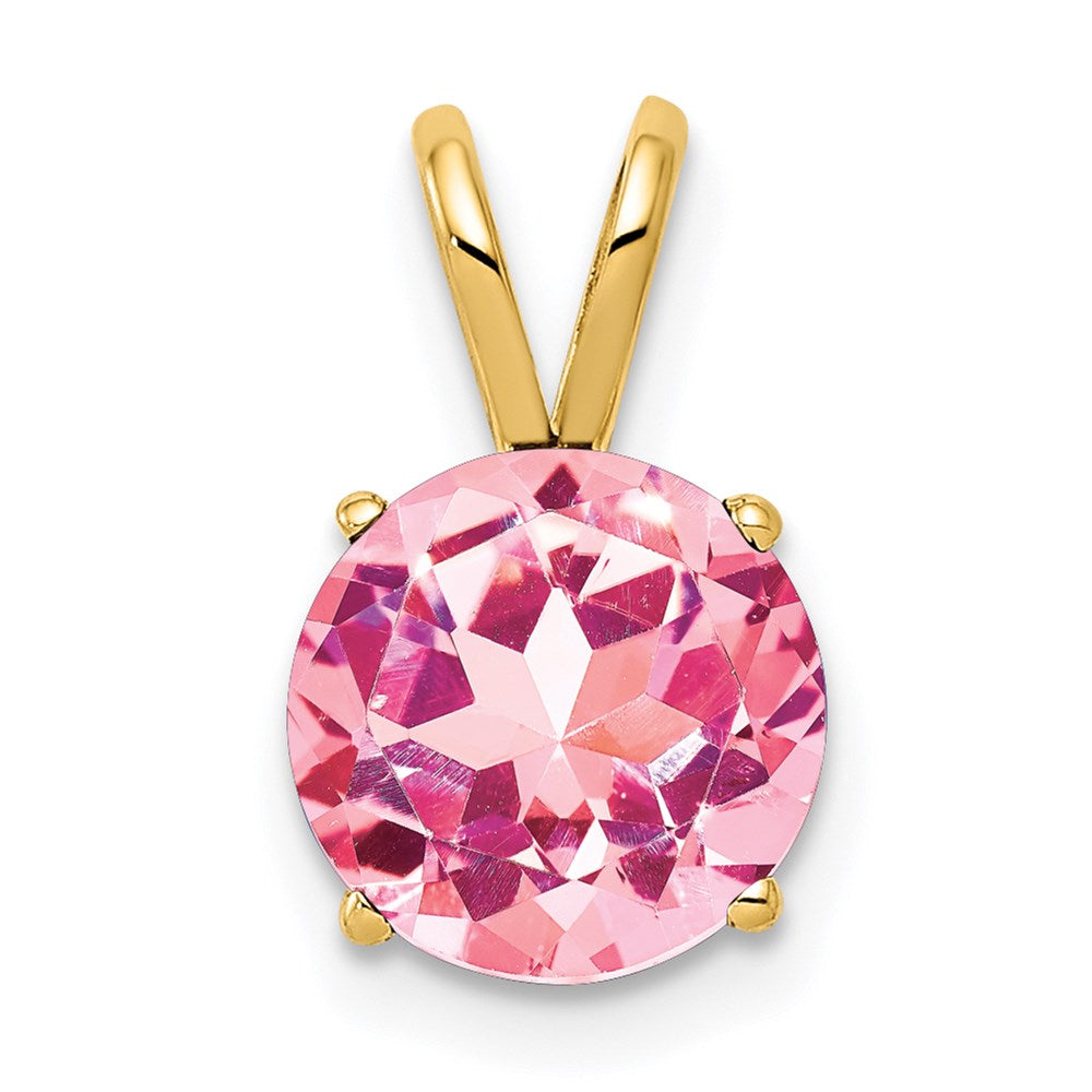 8mm Pink Tourmaline pendant in 14k Yellow Gold