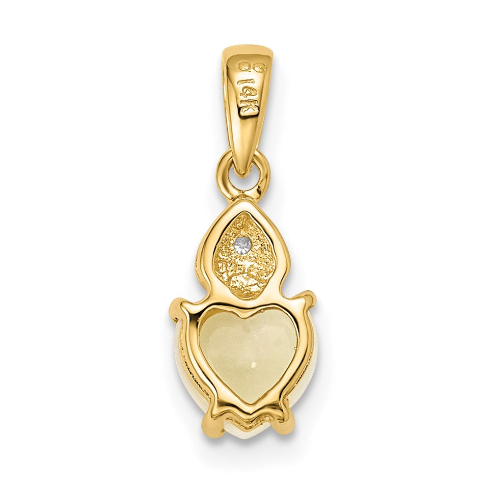 Diamond & Opal Polished Heart Pendant in 14k Yellow Gold