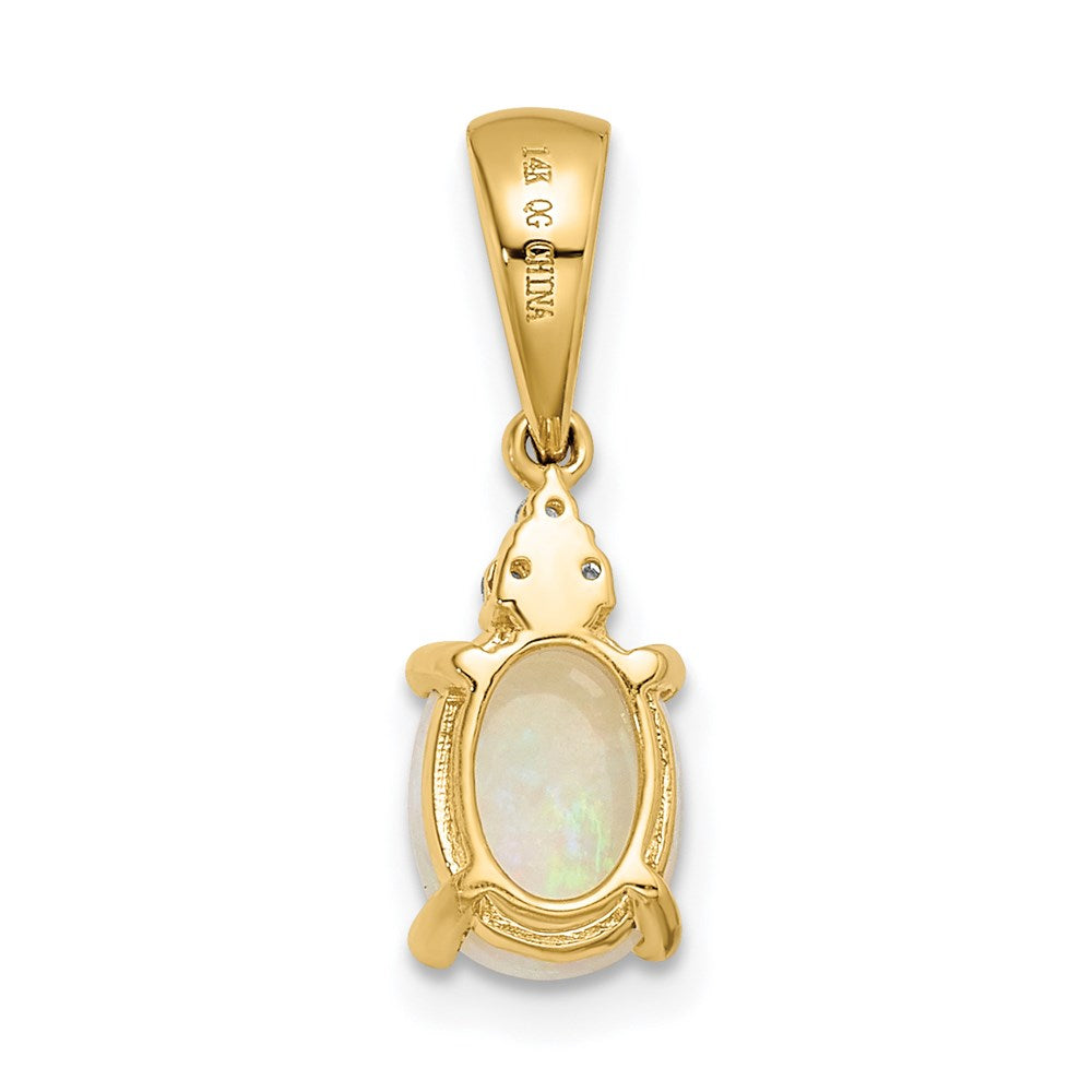Austrian Opal & Diamond Pendant in 14k Yellow Gold
