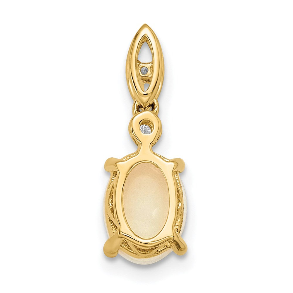 Austrian Opal & Diamond Pendant in 14k Yellow Gold