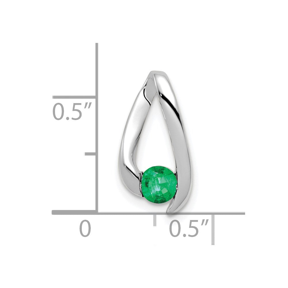 4mm Emerald Pendant in 14k White Gold