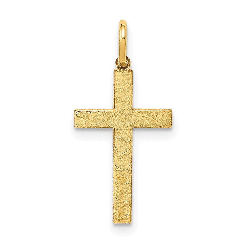 Laser Designed Cross Charm in 14k Yellow Gold