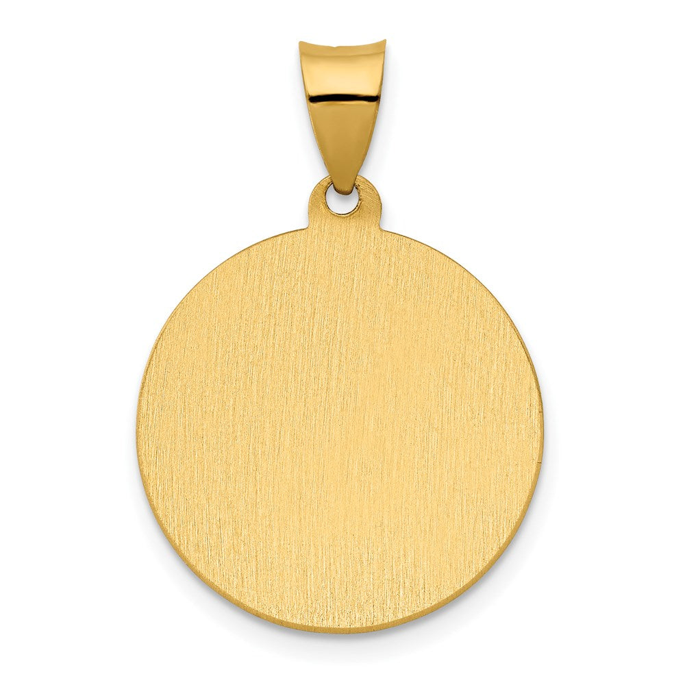 Polished / Satin St. Rocco Hollow Medal Pendant in 14k Yellow Gold