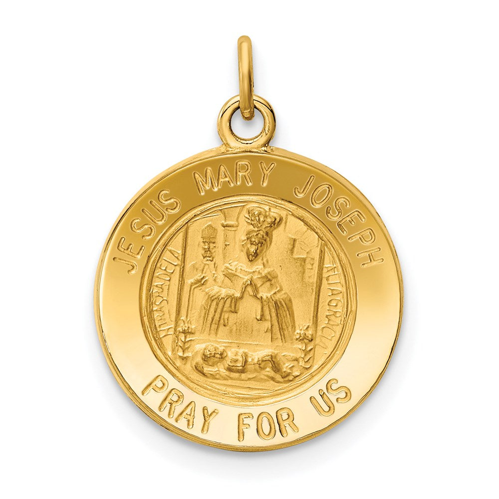 Jesus, Mary, Joseph Medal Charm in 14k Yellow Gold