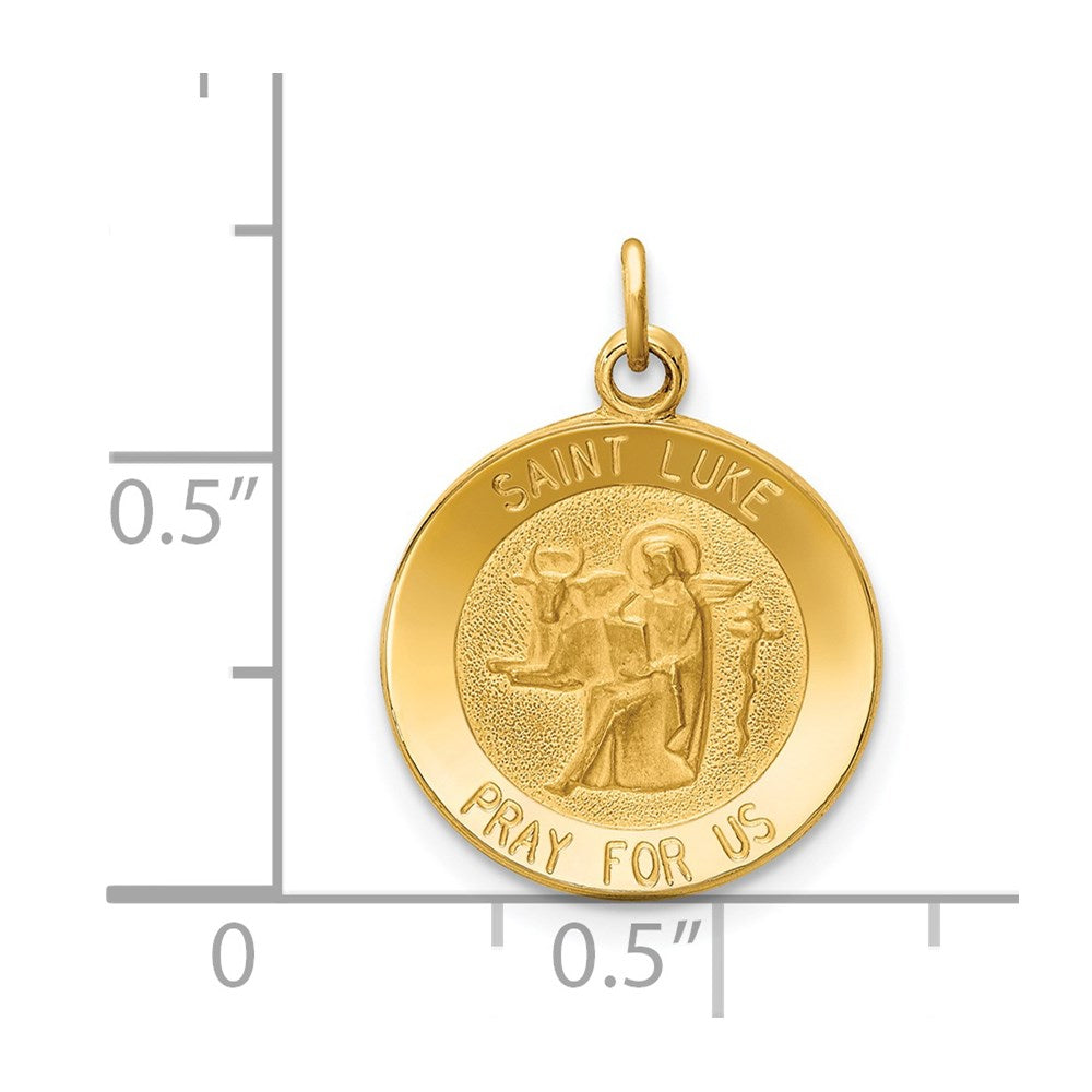 Saint Luke Medal Charm in 14k Yellow Gold