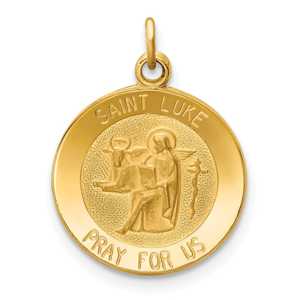 Saint Luke Medal Charm in 14k Yellow Gold