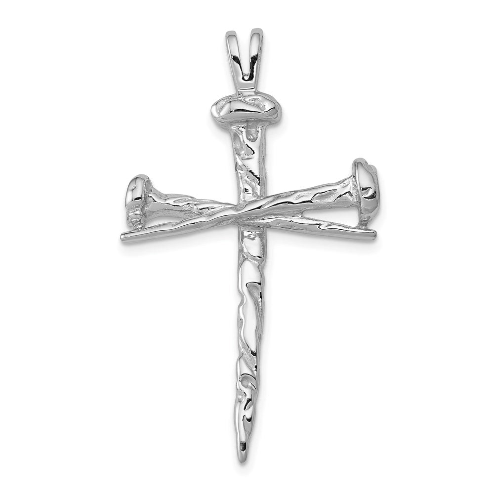 Nail Cross Charm in 14k White Gold